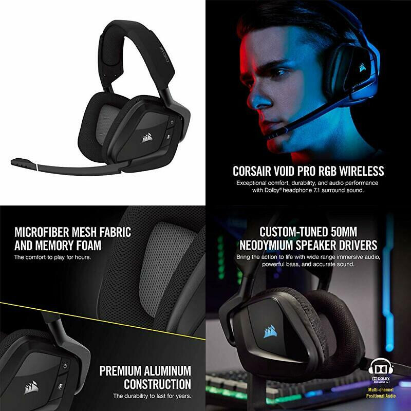 corsair gaming void pro rgb wireless premium gaming headset with dolby headphone 7.1
